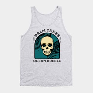 Skull, palm trees and ocean breeze Tank Top